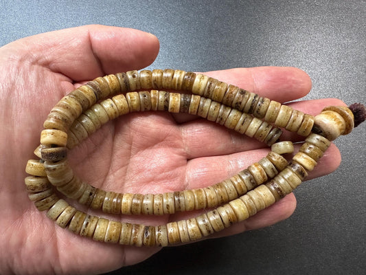 Authentic 108-Bead Yak Bone Mala Necklace  9mm Beads | 20 Inch Tibetan Prayer Beads | Handcrafted Meditation Jewelry