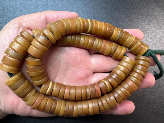 Handcrafted Tibetan Yak Bone Mala  108 Beads, 16mm Disc, 22 Meditation Necklace | Traditional Buddhist Japa Prayer Beads