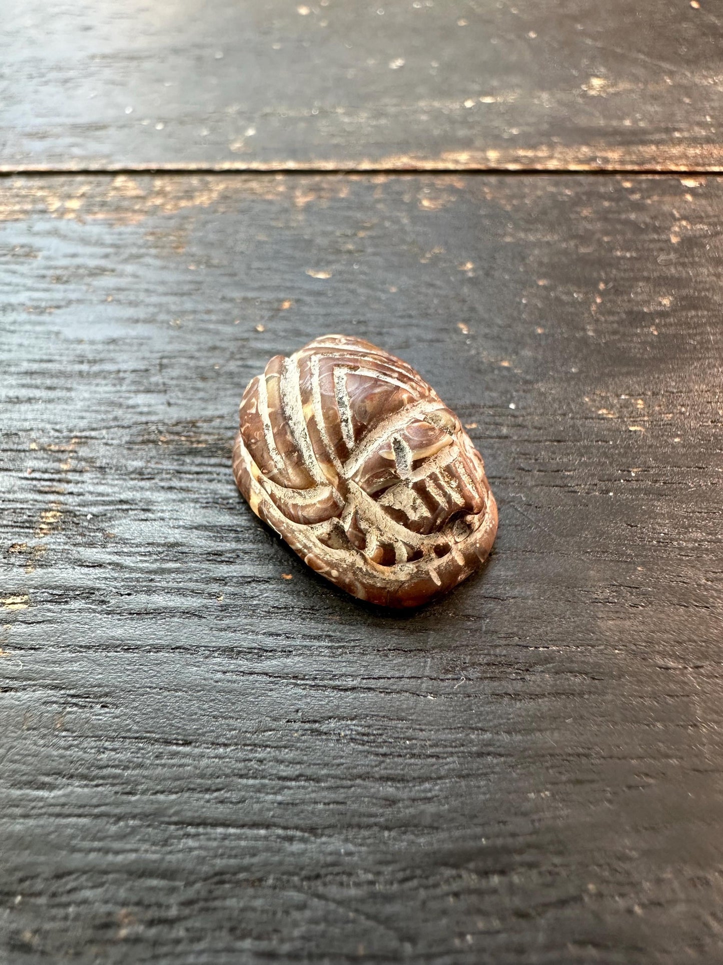 Hand Carved Native Jade Scarab Amulet  Sacred Beetle Seal  Ancient Style Stone Talisman