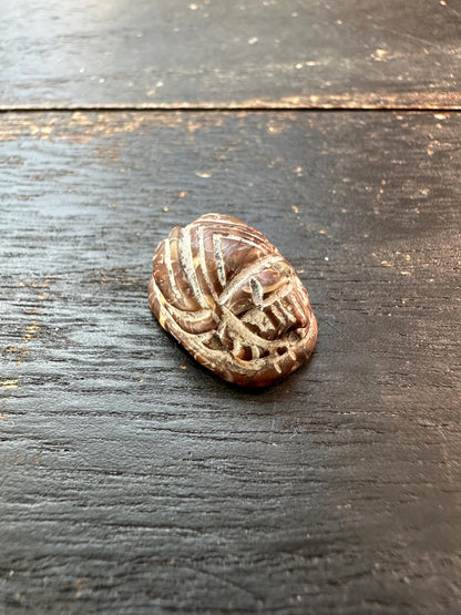 Hand Carved Native Jade Scarab Amulet  Sacred Beetle Seal  Ancient Style Stone Talisman