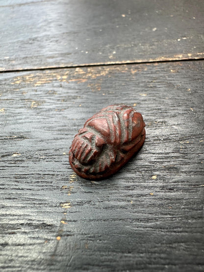 Hand Carved Stone Scarab Amulet  Ancient Style Sacred Beetle Seal  Double-Sided Talisman