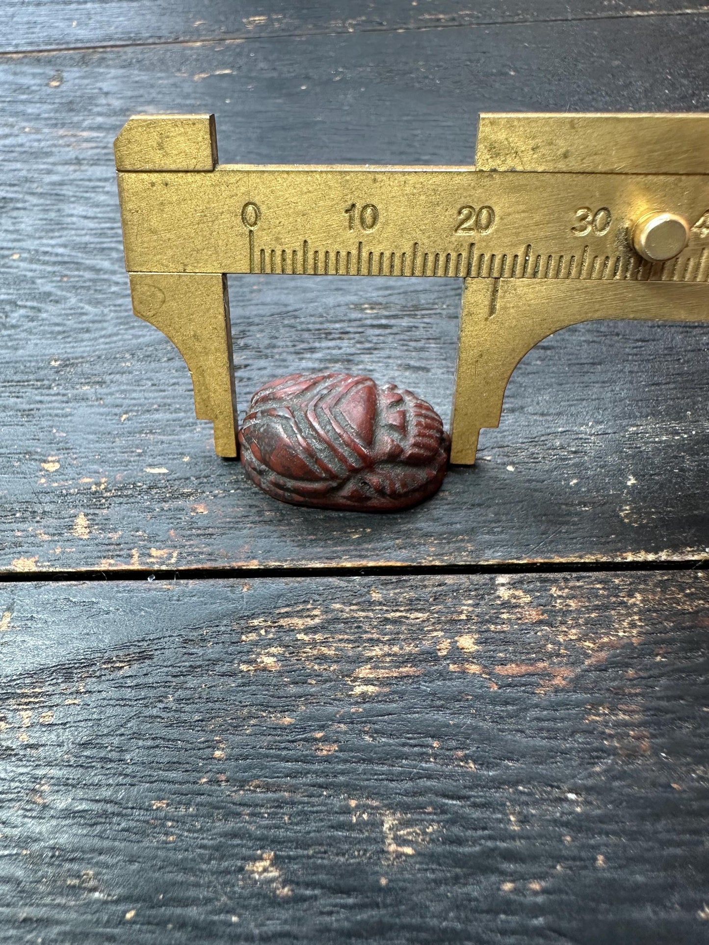 Hand Carved Stone Scarab Amulet  Ancient Style Sacred Beetle Seal  Double-Sided Talisman