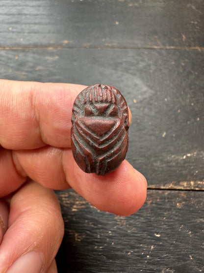 Hand Carved Stone Scarab Amulet  Ancient Style Sacred Beetle Seal  Double-Sided Talisman