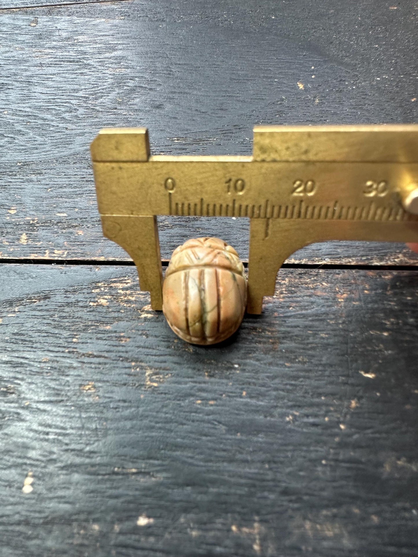 Hand Carved Stone Scarab Amulet  Ancient Style Double-Sided Beetle Seal  Protective Talisman