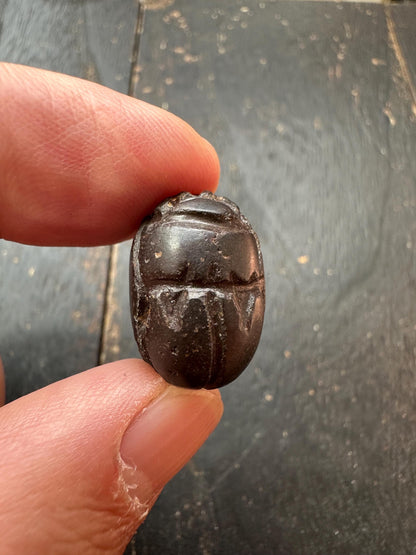 Hand Carved Stone Scarab Amulet  Ancient Style Double-Sided Beetle Seal  Protective Talisman