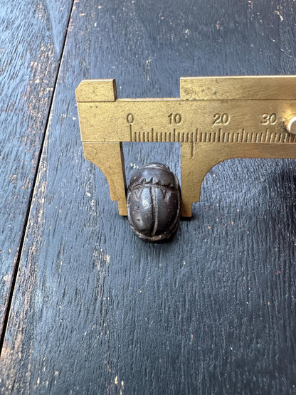 Hand Carved Stone Scarab Amulet  Ancient Style Double-Sided Beetle Seal  Protective Talisman