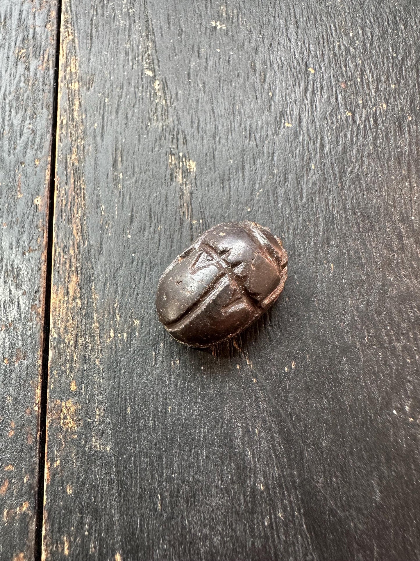 Hand Carved Stone Scarab Amulet  Ancient Style Double-Sided Beetle Seal  Protective Talisman