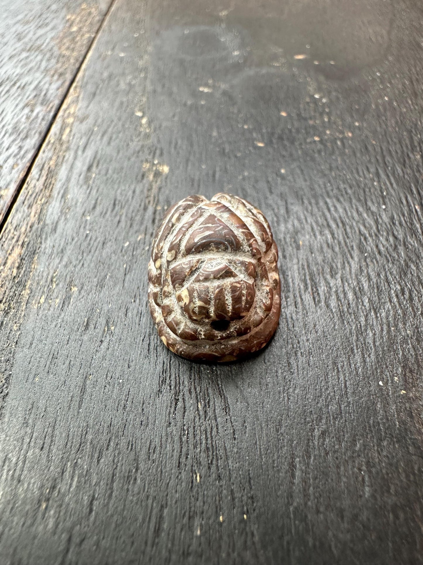 Hand Carved Native Jade Scarab Amulet  Ancient Egyptian Style Beetle Talisman  Unique Cultural Artifact