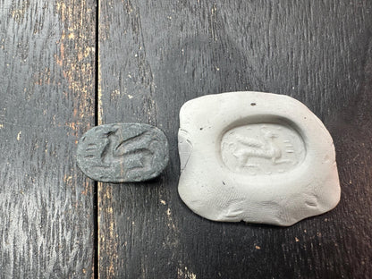 Hand Carved Jade Scarab Seal Amulet  Ancient Egyptian Style  Winged Animal Talismans  Unique Artifact