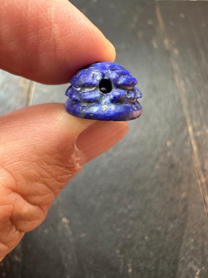 Hand Carved Lapis Lazuli Scarab Amulet  Ancient Egyptian Style Beetle Talisman  Blue Stone Artifact