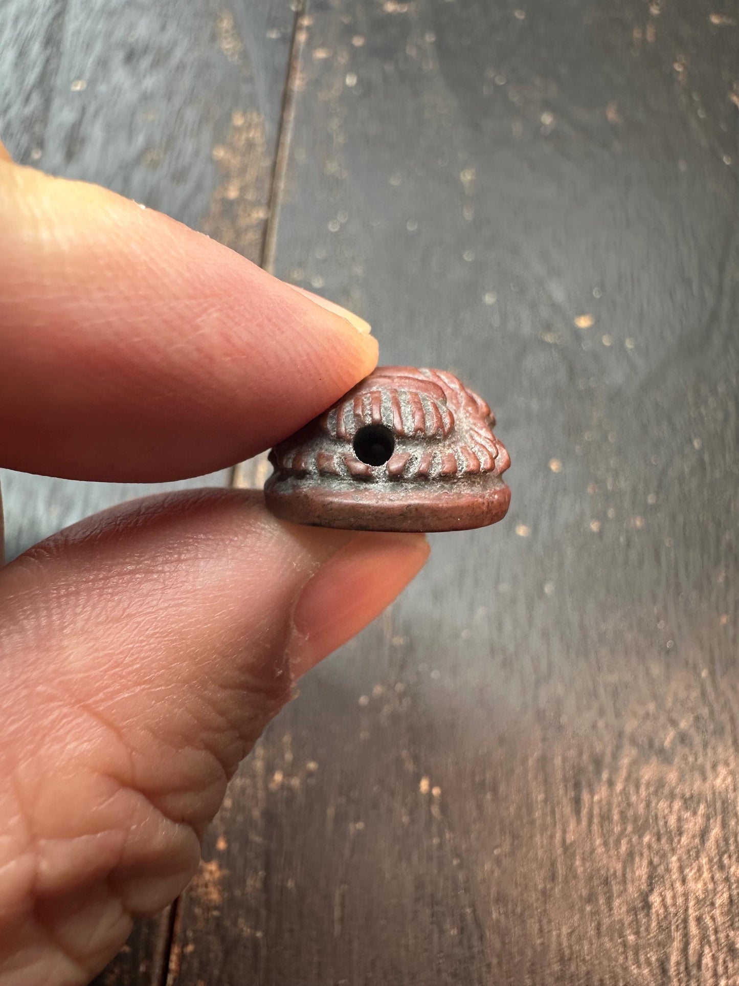 Hand Carved Jade Scarab Seal Amulet  Egyptian Style Kneeling Figure Stamp  Protective Talisman