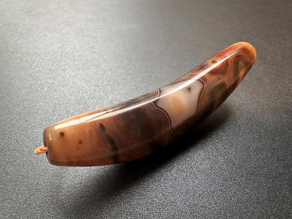 Natural Old Tibetan Agate Dzi Horn Pendant, Sky Eyes Pattern, 90mm Large Amulet Bead