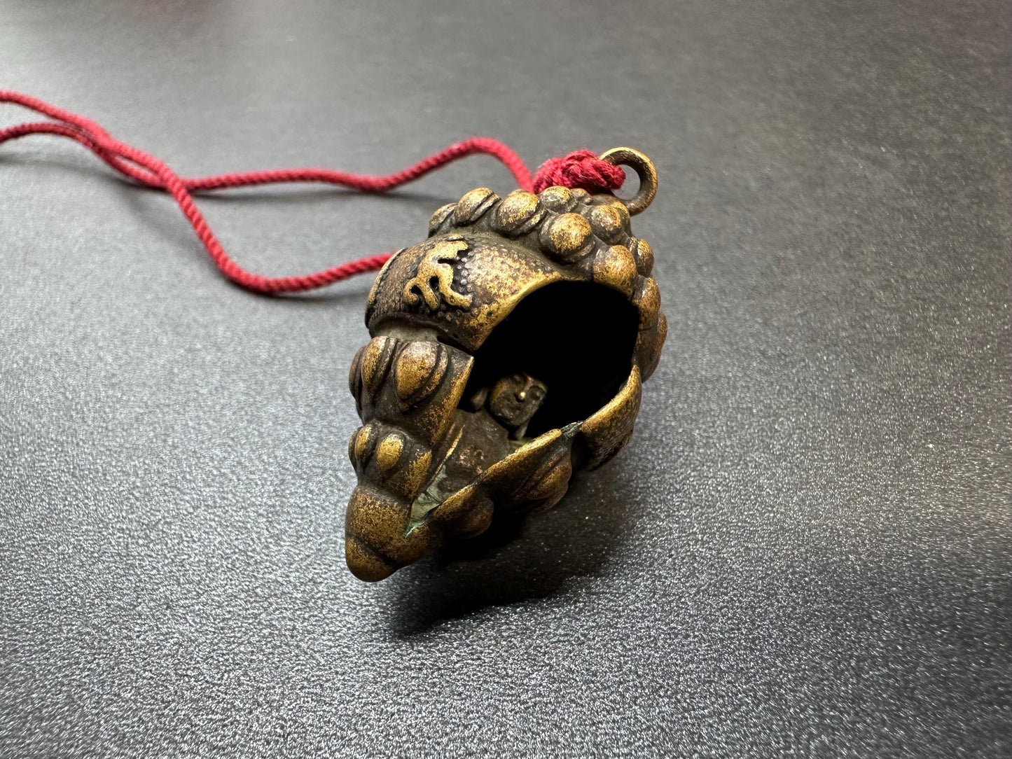 Antique Copper Mahavairocana Buddha Triton Amulet Pendant with Six-Syllable Mantra | Tibetan Conch Shell Protection Talisman Necklace
