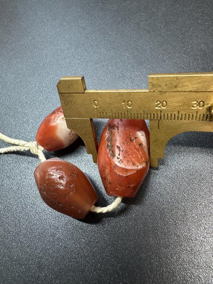 Vintage Tibetan Red Agate Barrel Beads  Natural Old Agate Prayer Beads, Large Oval Tibetan Mala Beads, Antique Red Carnelian Beads