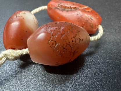 Vintage Tibetan Red Agate Barrel Beads  Natural Old Agate Prayer Beads, Large Oval Tibetan Mala Beads, Antique Red Carnelian Beads