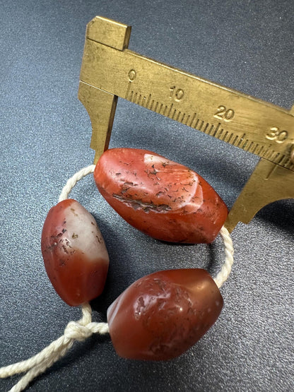 Vintage Tibetan Red Agate Barrel Beads  Natural Old Agate Prayer Beads, Large Oval Tibetan Mala Beads, Antique Red Carnelian Beads