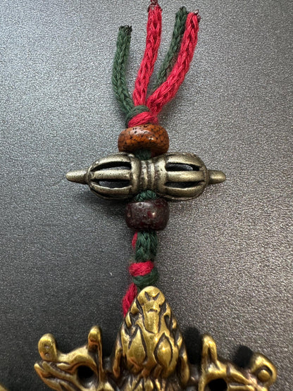 Nepal Tibet Buddhist Brass Garuda Suparna Talisman Pendant, Handmade Protection Amulet, Himalayan Sacred Jewelry