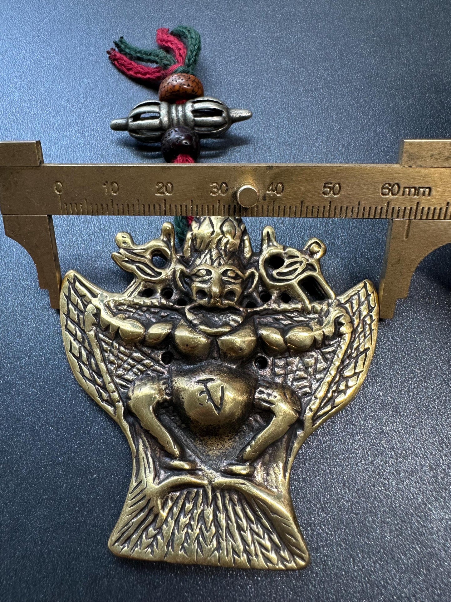 Nepal Tibet Buddhist Brass Garuda Suparna Talisman Pendant, Handmade Protection Amulet, Himalayan Sacred Jewelry