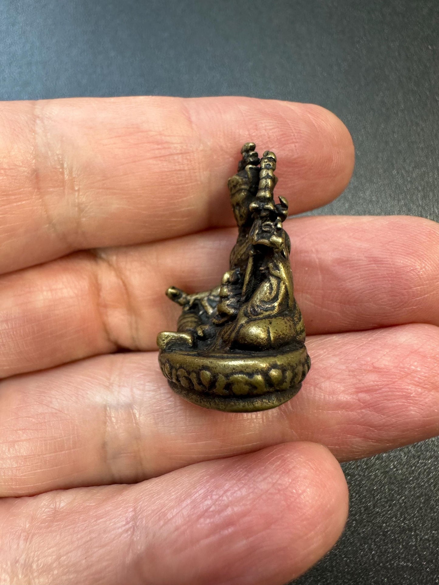 Nepal Tibetan Bronze Guru Padmasambhava Miniature Statue  Solid Bronze Buddhist Guru Rinpoche Talisman, Handmade Altar Figurine