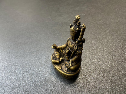 Nepal Tibetan Bronze Guru Padmasambhava Miniature Statue  Solid Bronze Buddhist Guru Rinpoche Talisman, Handmade Altar Figurine