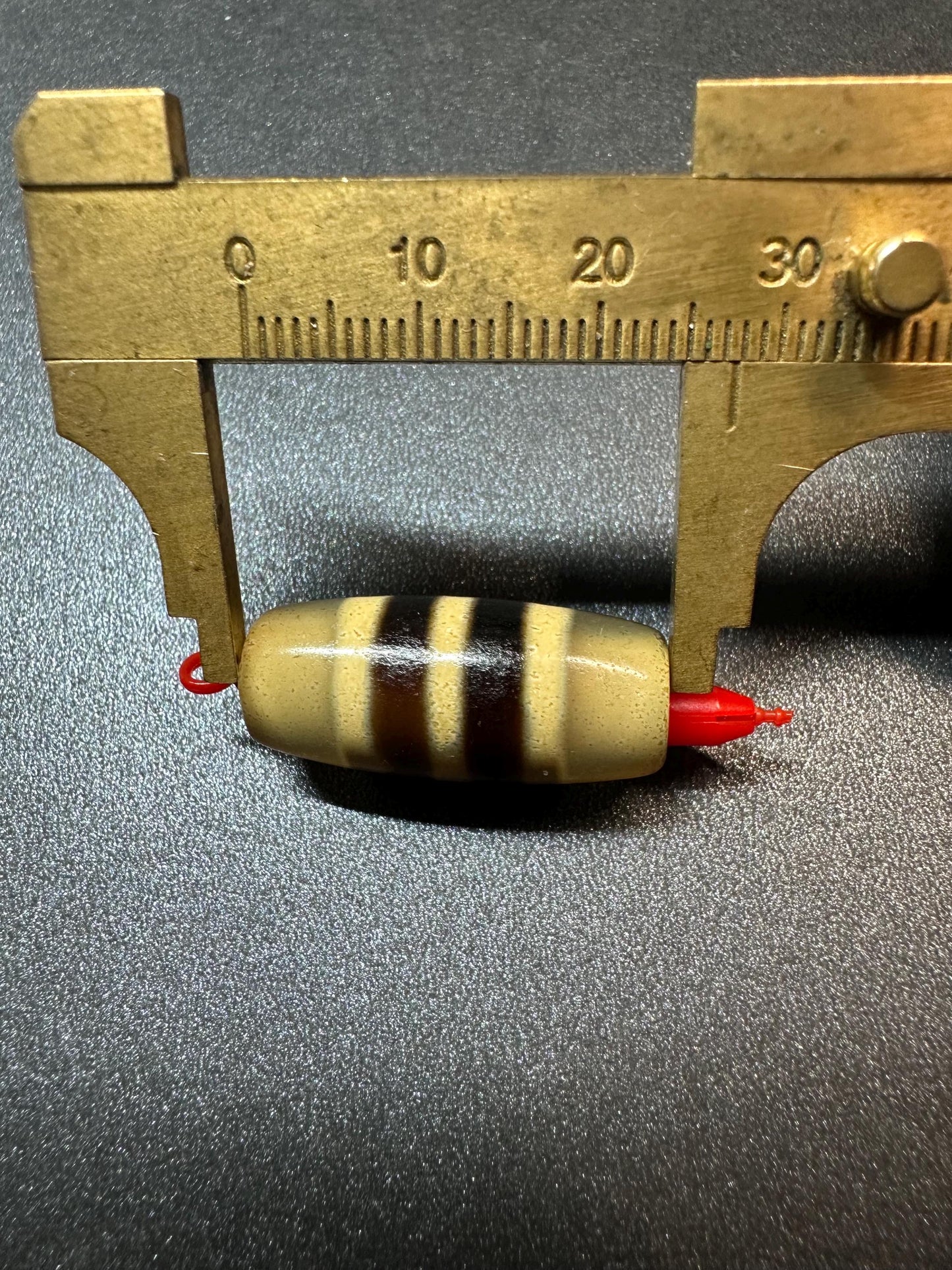 Handmade Tibetan Dzi Bead Pendant  Modern Agate-Inspired Amulet, Barrel Shape, Brown Stripe Bead, Lucky Talisman Charm