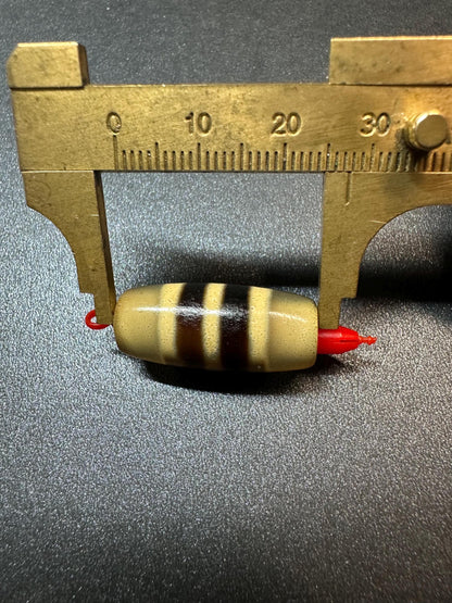 Handmade Tibetan Dzi Bead Pendant  Modern Agate-Inspired Amulet, Barrel Shape, Brown Stripe Bead, Lucky Talisman Charm