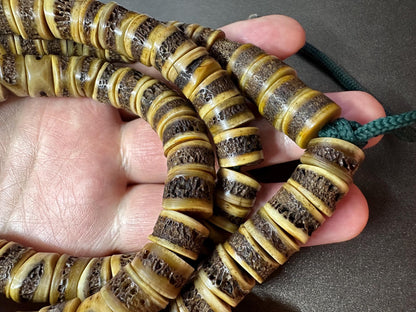 108 Yak Bone Mala Beads, 12mm, 34 Inches, Tibetan Buddhist Prayer Beads, Handmade, Vintage Style, Meditation Necklace