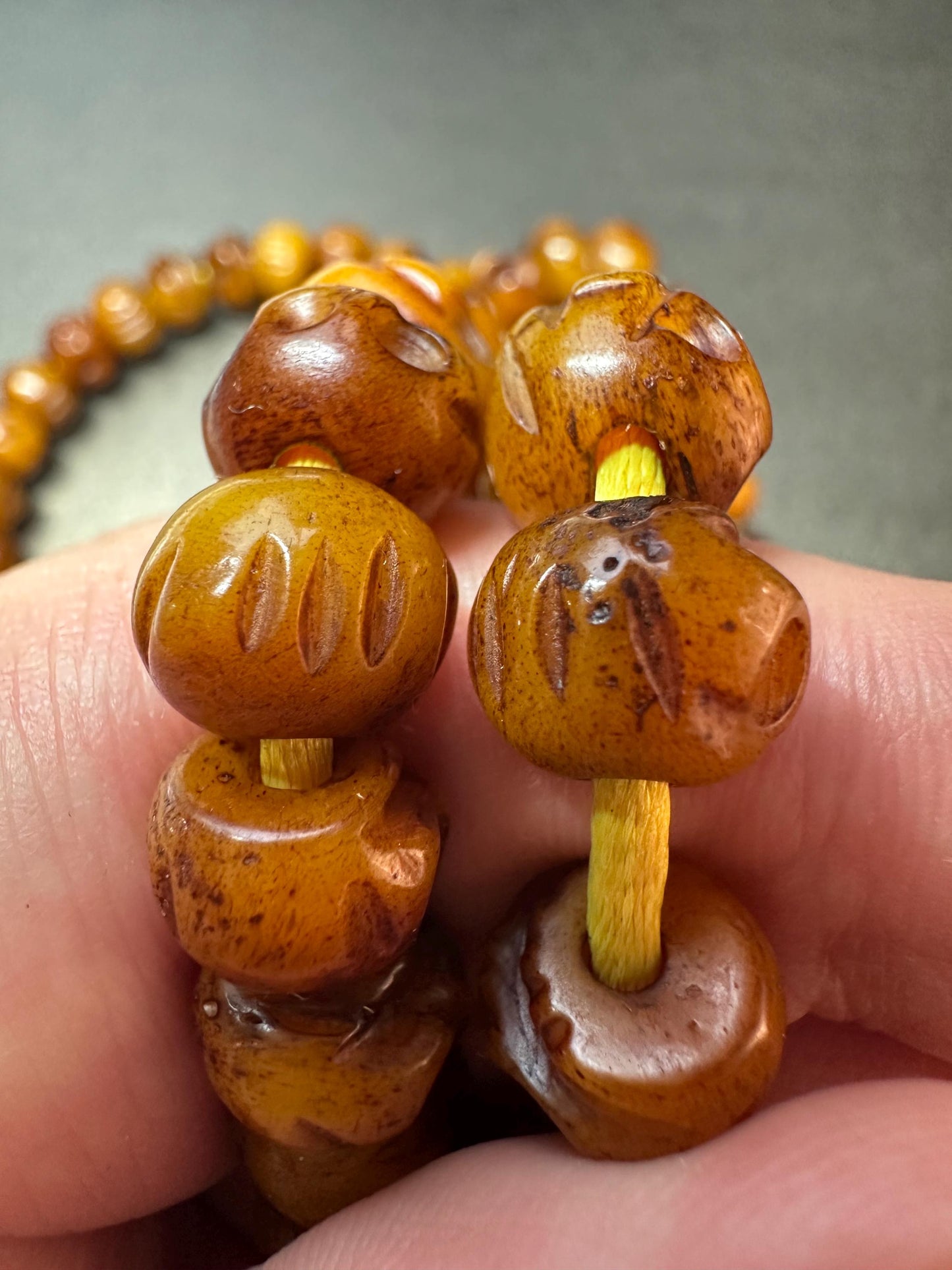 108 Bead Citipati Skull Mala | Hand-Carved Yak Bone, 10mm, 38 Inches | Tibetan Buddhist Charnel Ground Rosary for Meditation