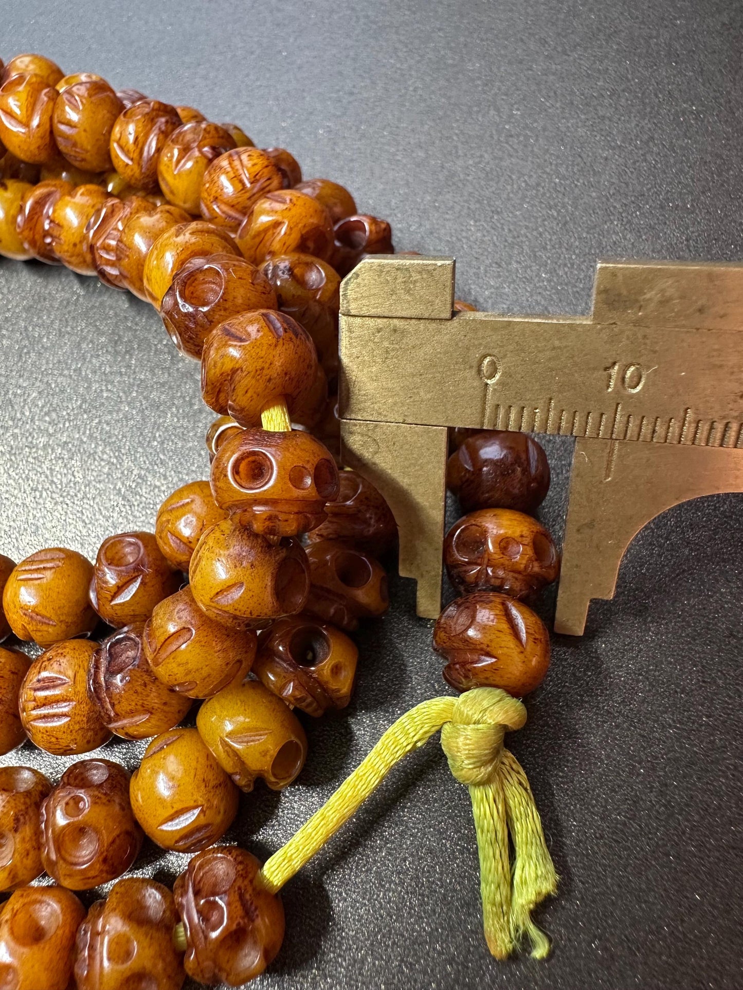 108 Bead Citipati Skull Mala | Hand-Carved Yak Bone, 10mm, 38 Inches | Tibetan Buddhist Charnel Ground Rosary for Meditation