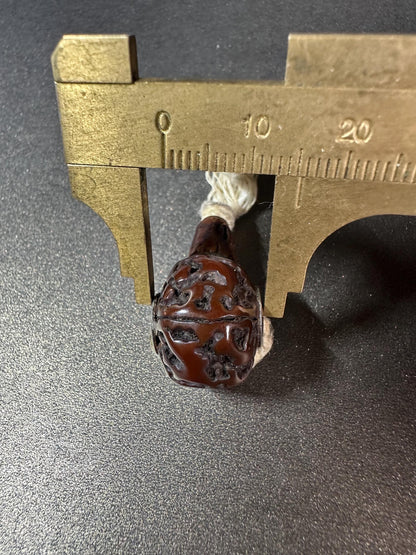 Hand-Carved Bodhi Seed Guru Bead | Vintage Rudraksha Carved Mala Bead | Tibetan Buddhist Prayer Centerpiece