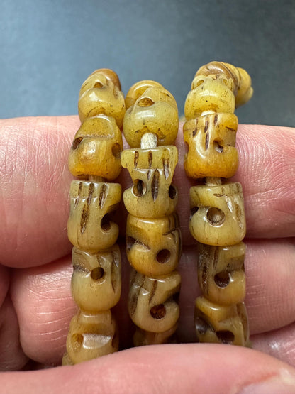 Traditional 108 Citipati Yak Bone Mala Beads  8mm Hand-Carved Tibetan Buddhist Prayer Beads  36 Inch Meditation Necklace  Skull Mala