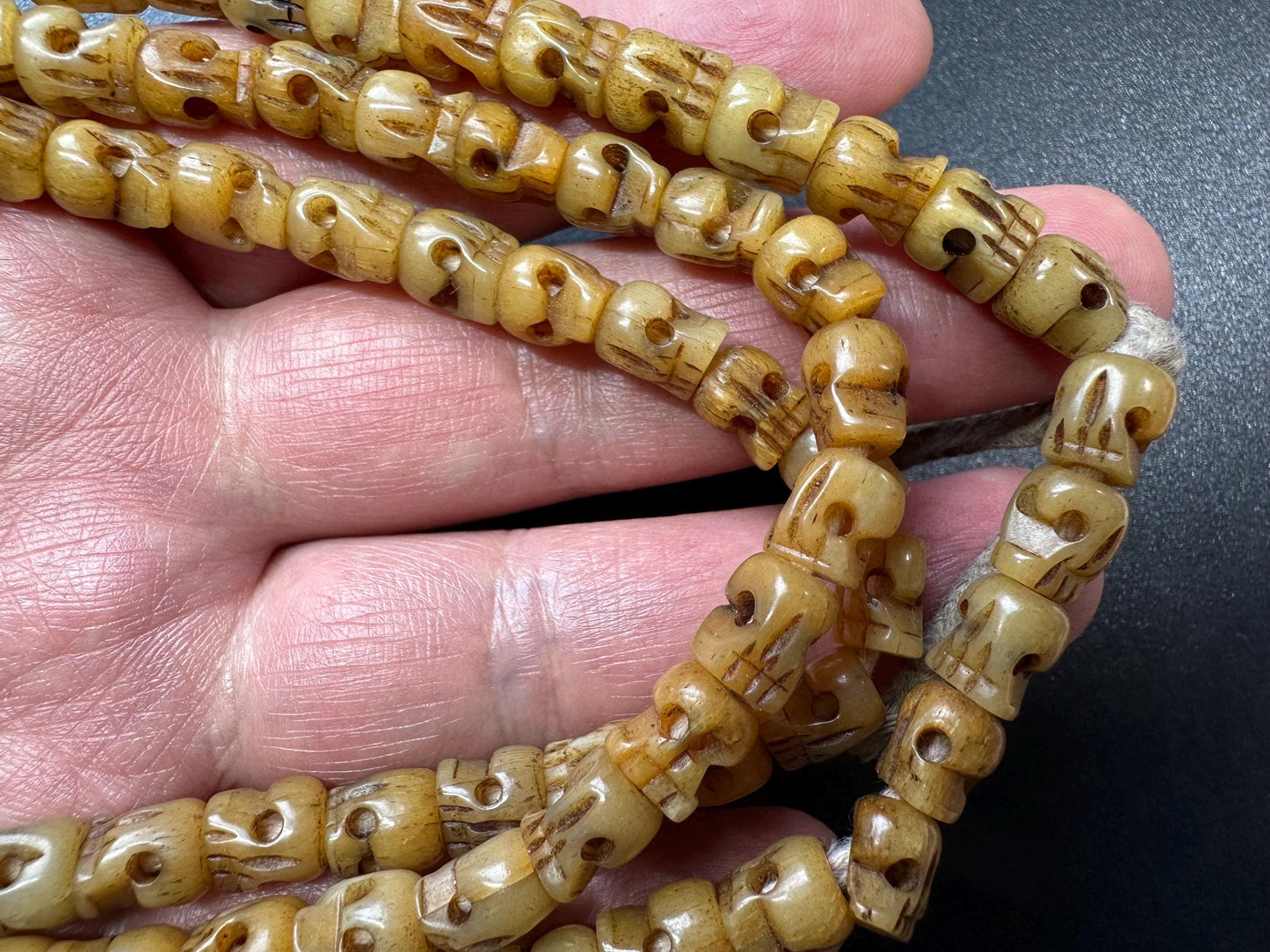 Traditional 108 Citipati Yak Bone Mala Beads  8mm Hand-Carved Tibetan Buddhist Prayer Beads  36 Inch Meditation Necklace  Skull Mala
