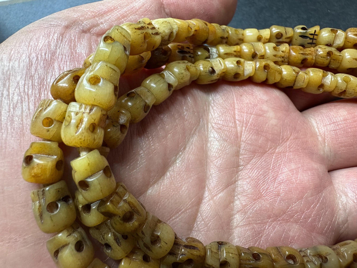 Traditional 108 Citipati Yak Bone Mala Beads  8mm Hand-Carved Tibetan Buddhist Prayer Beads  36 Inch Meditation Necklace  Skull Mala