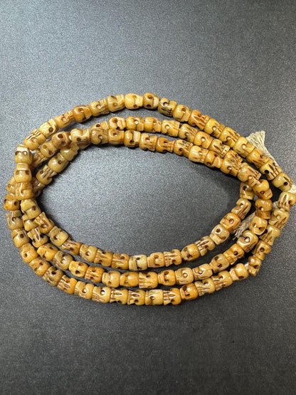 Traditional 108 Citipati Yak Bone Mala Beads  8mm Hand-Carved Tibetan Buddhist Prayer Beads  36 Inch Meditation Necklace  Skull Mala