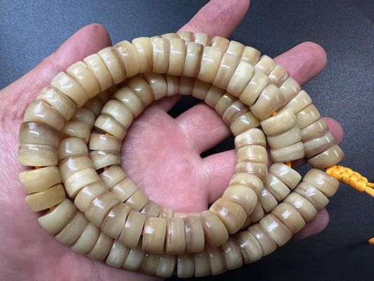Handmade 108-Bead Camel Bone Mala Necklace  14mm Beads | 32 Inch Tibetan Buddhist Prayer Beads | Meditation & Spiritual Jewelry
