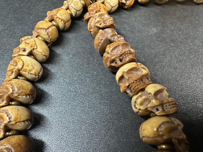 Hand-Carved Yak Bone Citipati Skull Mala Beads, 12mm, 26 Inches  Tibetan Buddhist Impermanence Prayer Beads