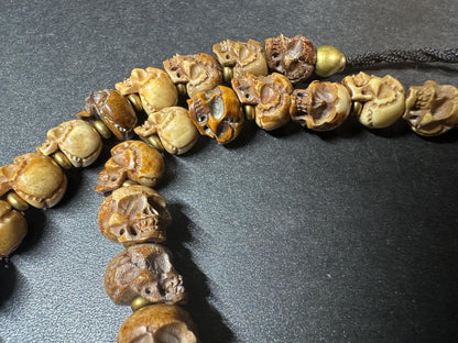 Hand-Carved Yak Bone Citipati Skull Mala Beads, 12mm, 26 Inches  Tibetan Buddhist Impermanence Prayer Beads