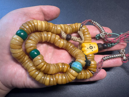108 Bead Yak Bone Mala | 10mm Tibetan Buddhist Prayer Beads | Handmade Ethical Bone Rosary 12 Inch Circumference