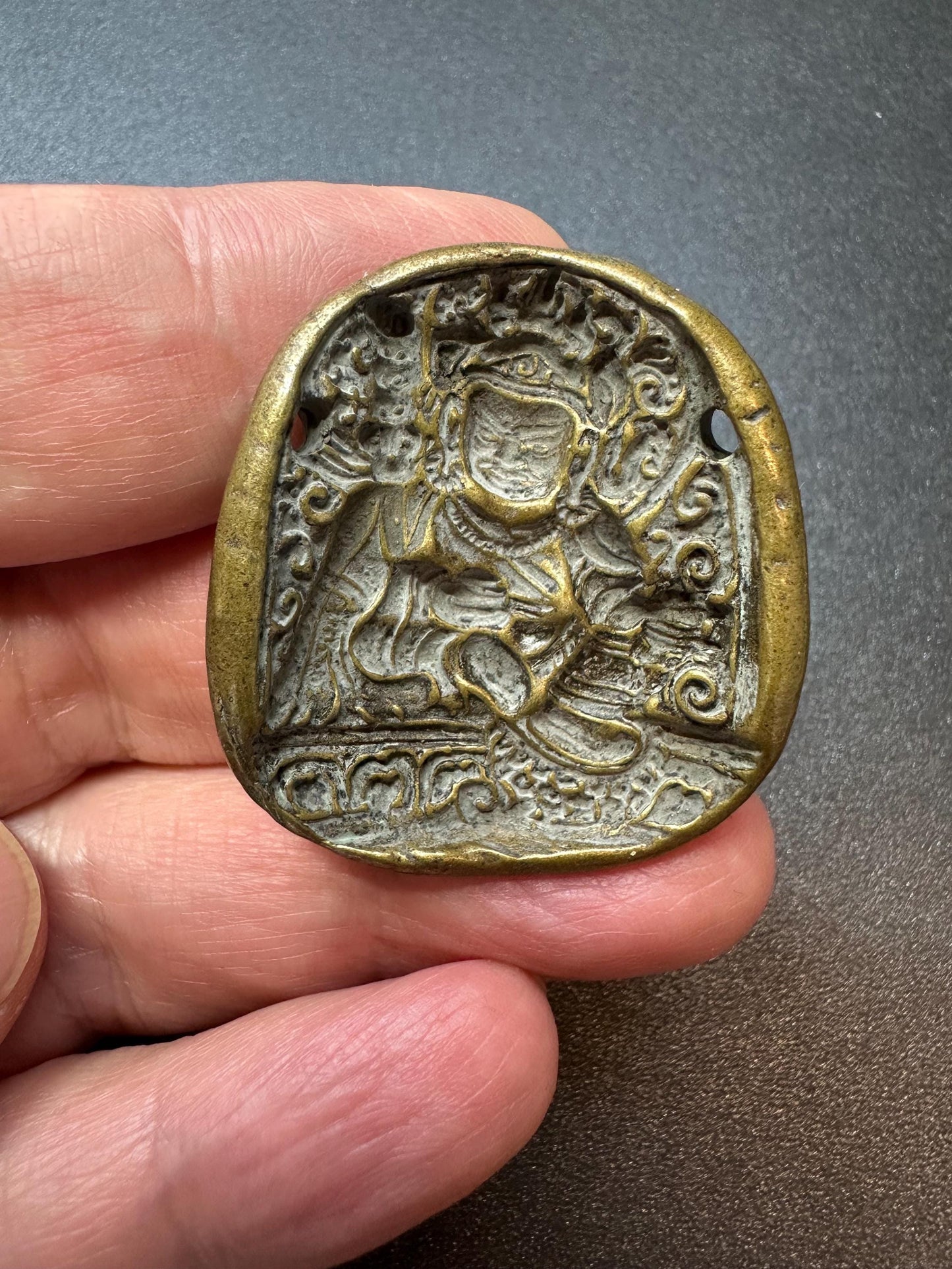 Nepal Tibet Buddhist Brass Guru Padmasambhava Mold Talisman Pendant | Vintage Ritual Amulet | Himalayan Karma Protection Charm