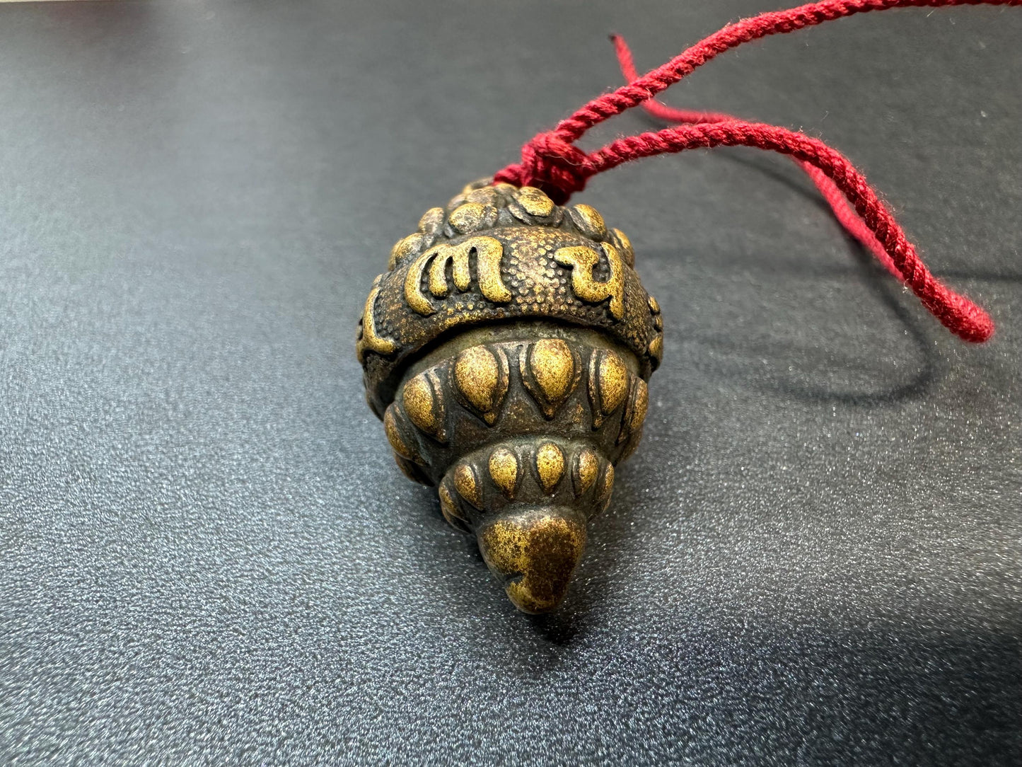 Antique Copper Mahavairocana Buddha Triton Amulet Pendant with Six-Syllable Mantra | Tibetan Conch Shell Protection Talisman Necklace