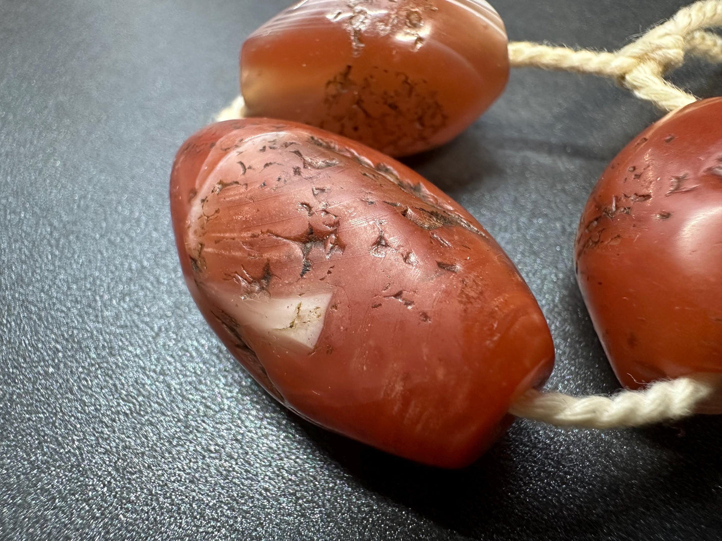 Vintage Tibetan Red Agate Barrel Beads  Natural Old Agate Prayer Beads, Large Oval Tibetan Mala Beads, Antique Red Carnelian Beads