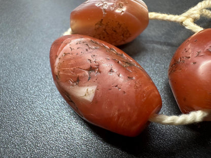Vintage Tibetan Red Agate Barrel Beads  Natural Old Agate Prayer Beads, Large Oval Tibetan Mala Beads, Antique Red Carnelian Beads