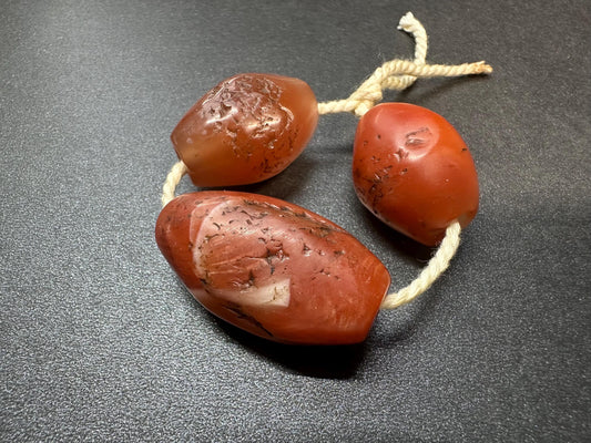 Vintage Tibetan Red Agate Barrel Beads  Natural Old Agate Prayer Beads, Large Oval Tibetan Mala Beads, Antique Red Carnelian Beads