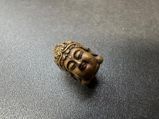 Tibetan Buddhist Solid Brass Bodhisattva Head Pendant 12x15mm | Nepal Handmade Mala Guru Bead