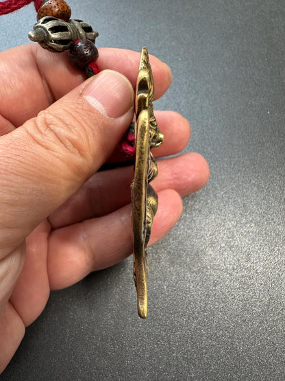 Nepal Tibet Buddhist Brass Garuda Suparna Talisman Pendant, Handmade Protection Amulet, Himalayan Sacred Jewelry