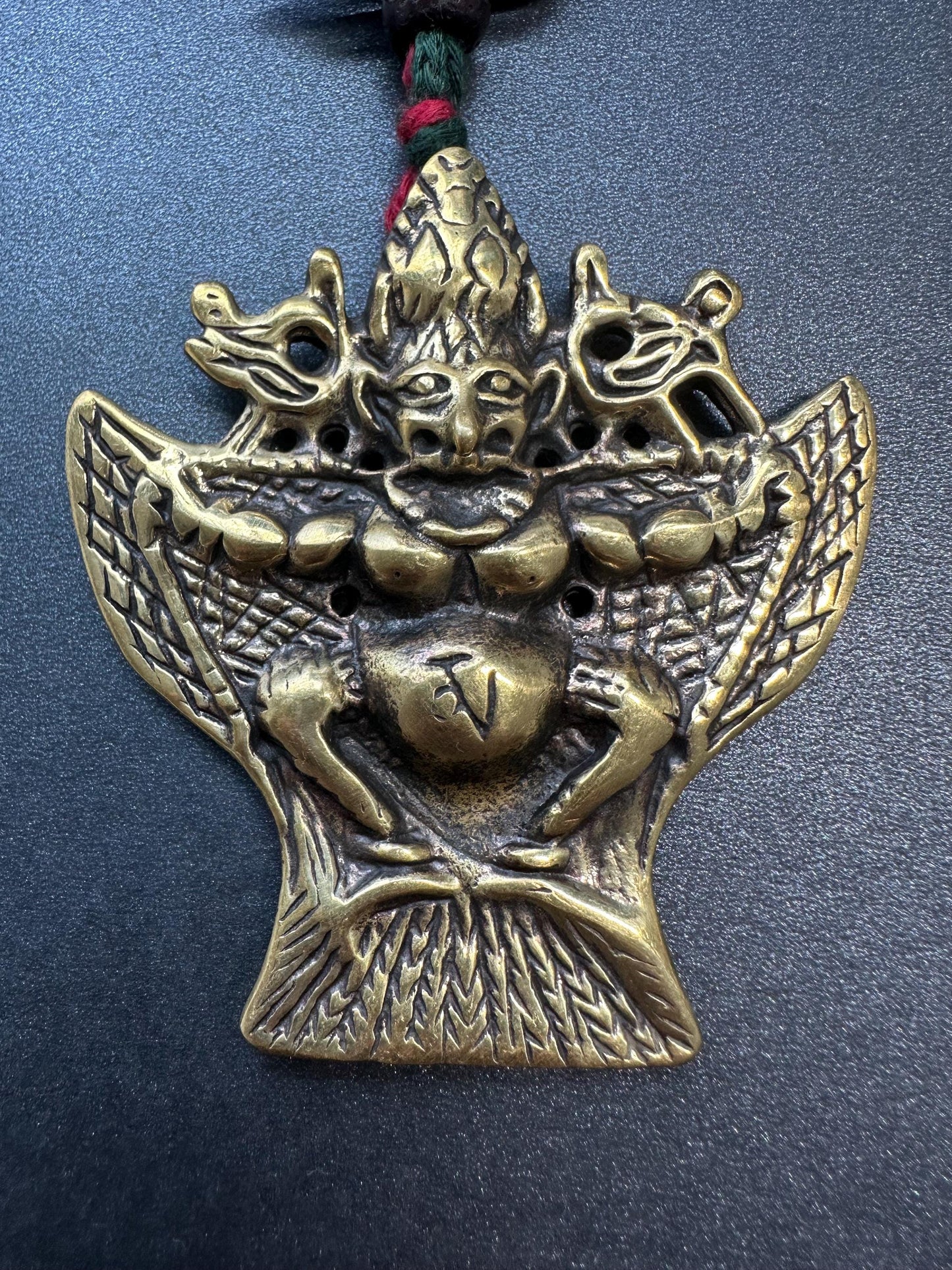 Nepal Tibet Buddhist Brass Garuda Suparna Talisman Pendant, Handmade Protection Amulet, Himalayan Sacred Jewelry