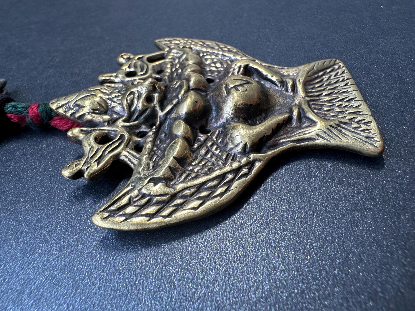 Nepal Tibet Buddhist Brass Garuda Suparna Talisman Pendant, Handmade Protection Amulet, Himalayan Sacred Jewelry