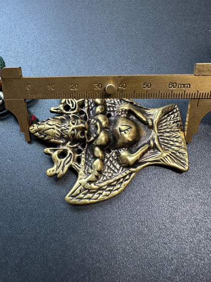 Nepal Tibet Buddhist Brass Garuda Suparna Talisman Pendant, Handmade Protection Amulet, Himalayan Sacred Jewelry