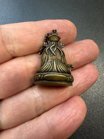 Nepal Tibetan Bronze Guru Padmasambhava Miniature Statue  Solid Bronze Buddhist Guru Rinpoche Talisman, Handmade Altar Figurine
