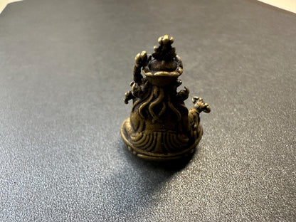 Nepal Tibetan Bronze Guru Padmasambhava Miniature Statue  Solid Bronze Buddhist Guru Rinpoche Talisman, Handmade Altar Figurine